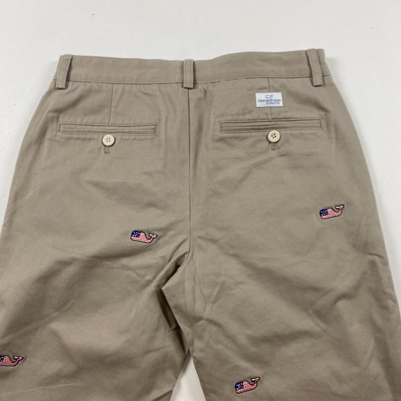 Vineyard Vines Micro Whale AOP Chino Club Pants Mens 30 Khaki Tan - Picture 7 of 16